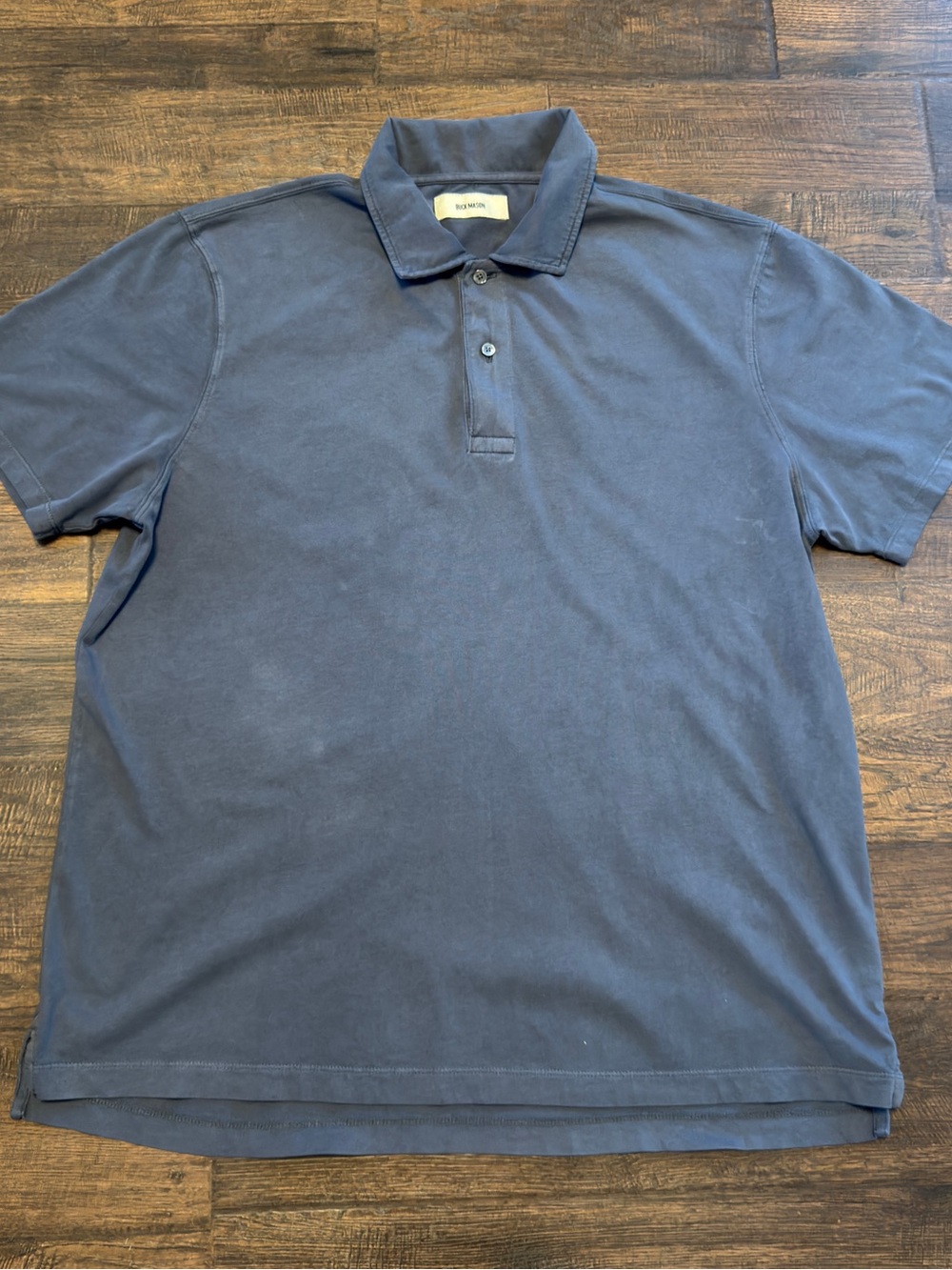 Buck Mason Avalon Knit Polo Shirt Mens XL Slate Blue Short Sleeve
